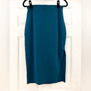 NEW Express High Rise Midi Body Contour Skirt Dark Teal sz Small